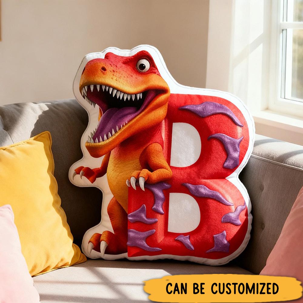 Personalized Dinosaur Letter Cartoon Cute Kids Room Custom Name Gift Fun Decorative Throw Graphic 3D Print Pillows
