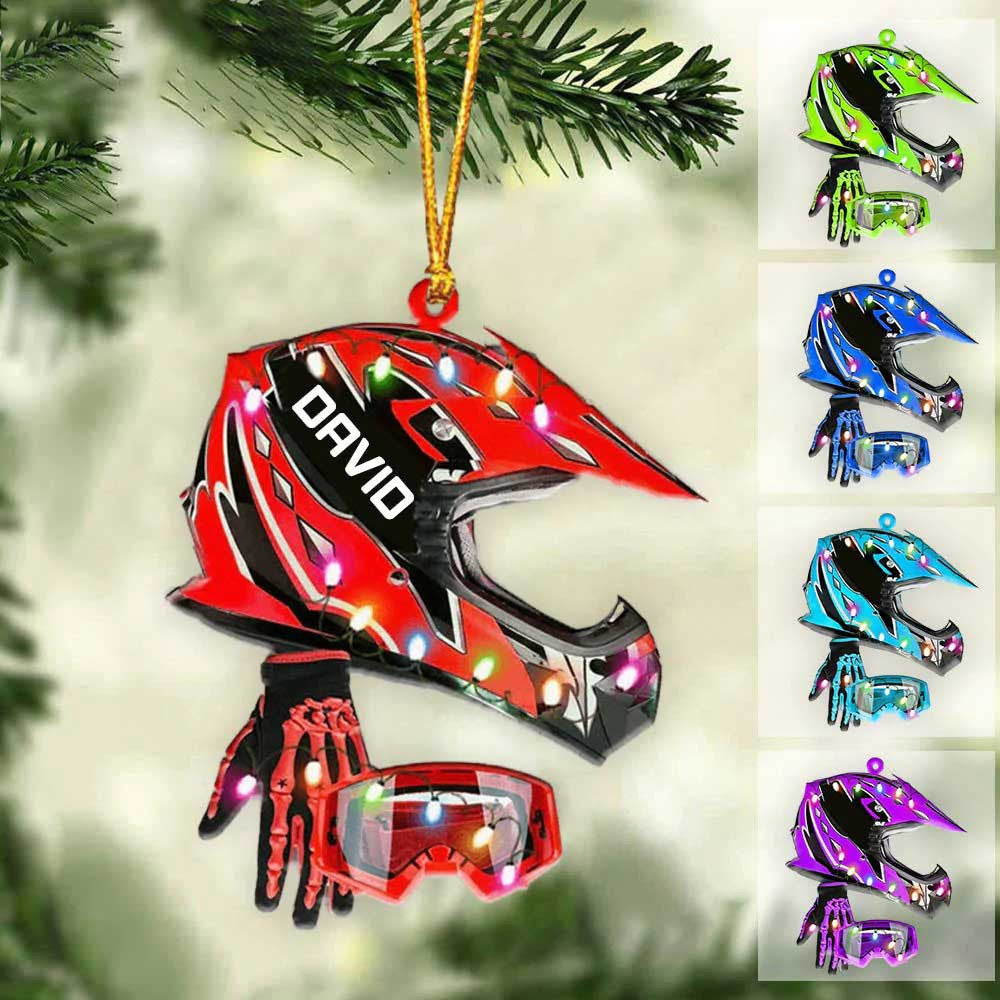 Personalized Dirt Bike Set Full Face Christmas Light Ornament for Dirt Bike Gift for Him