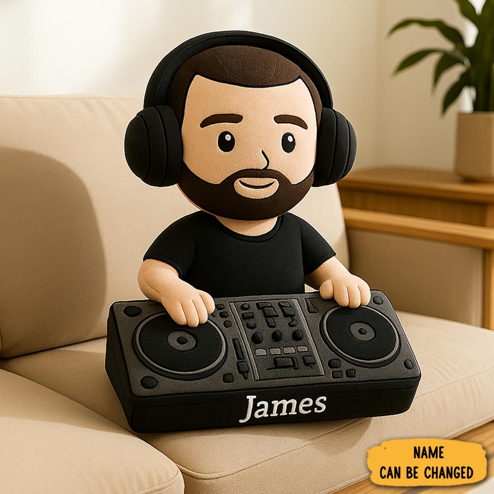 Personalized DJ Character Pillow Musical Themed Home Decor Dj Gifts For Him
