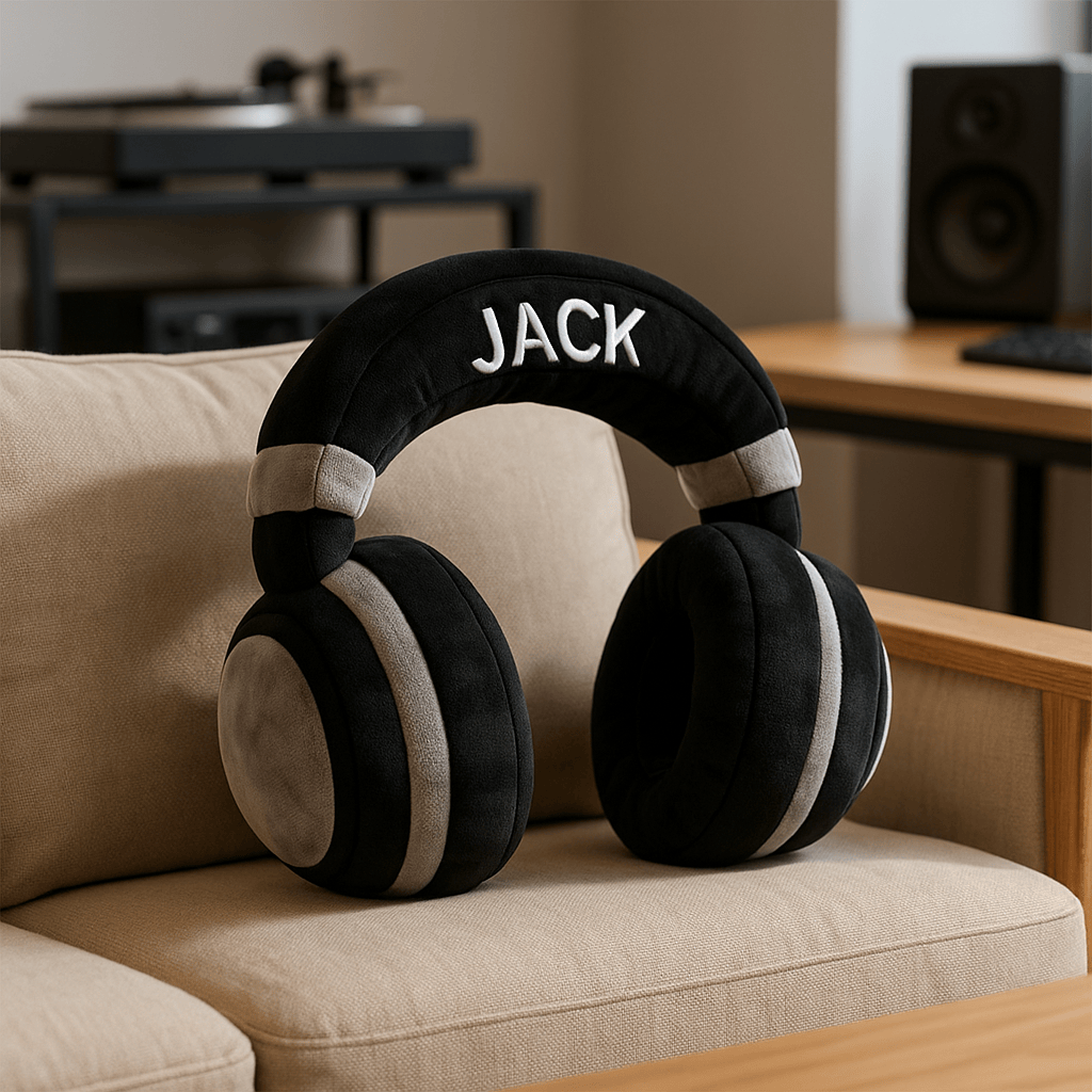 Personalized DJ Headphones Shaped Pillow Indoor Decor Christmas Presents For Music Lovers