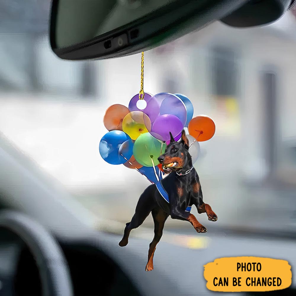 Personalized Doberman Pinscher Fly With Bubbles Car Hanging Ornament Memorable Anniversary Ornament Keepsake