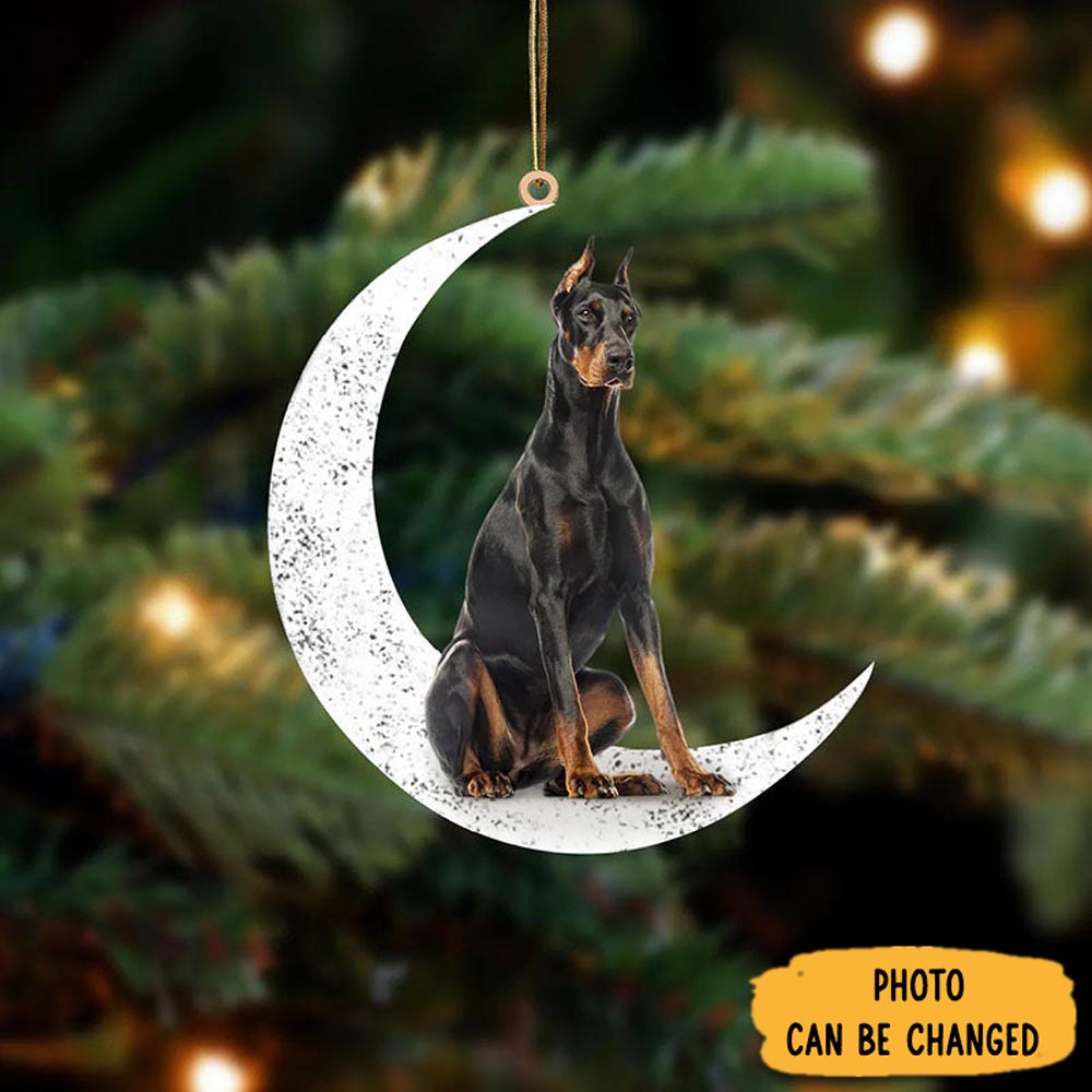 Personalized Doberman Sit On The Moon Ornament Lovely Ornament Gift For Him