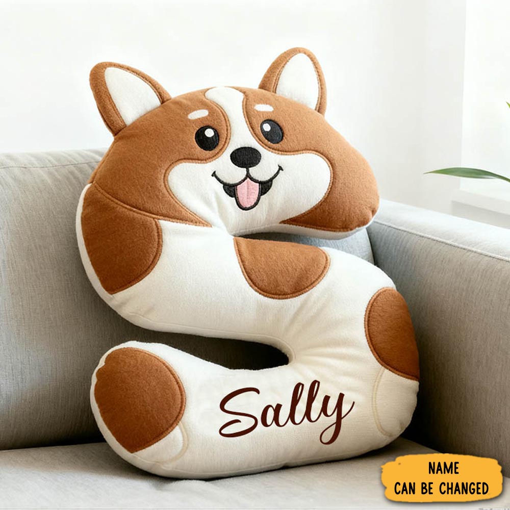 Personalized Dog Lover Corgi Letter Pillow With Custom Name Pillow