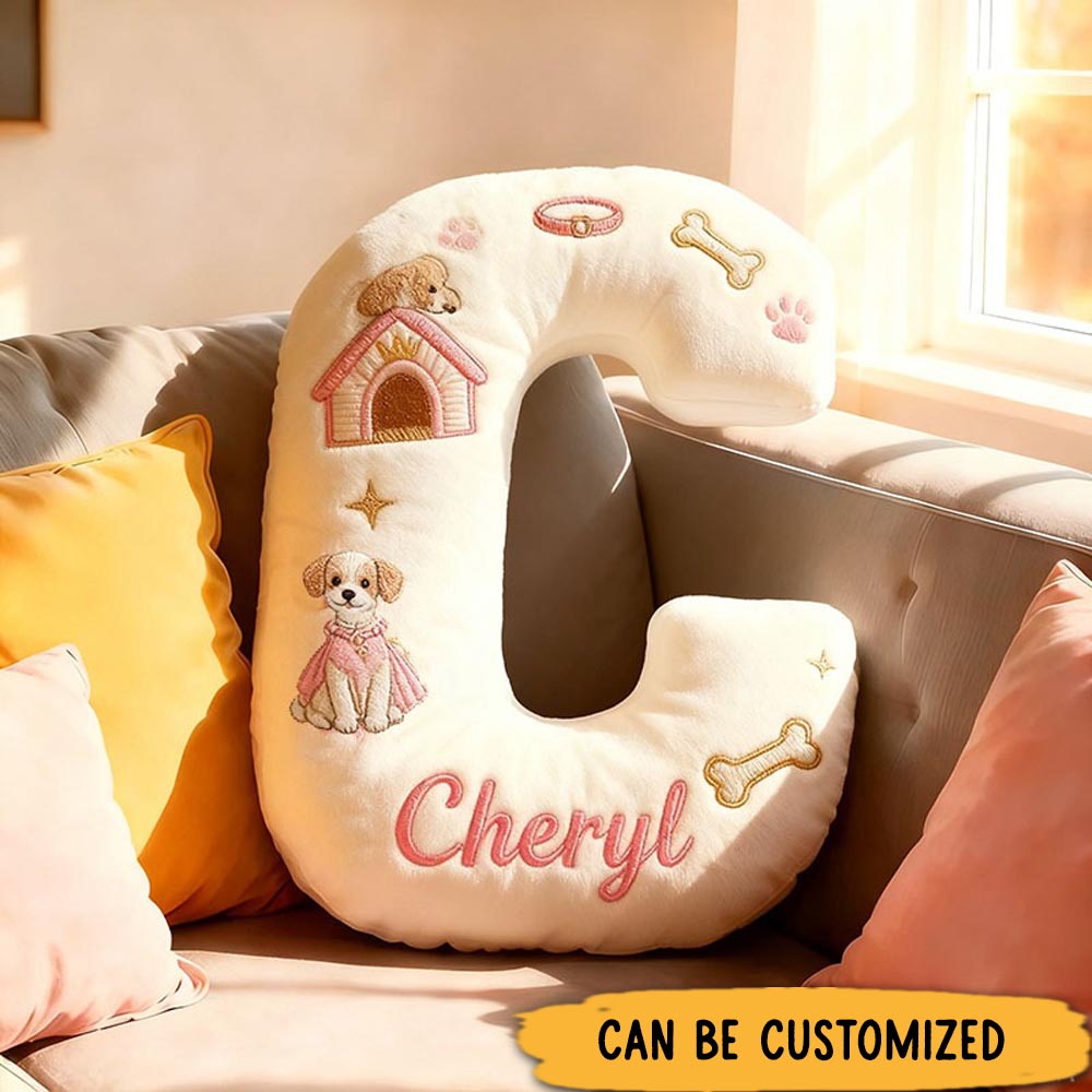 Personalized Dog Lover Cute Letter Pillow with Custom Name Pillow Graphic 3D Print