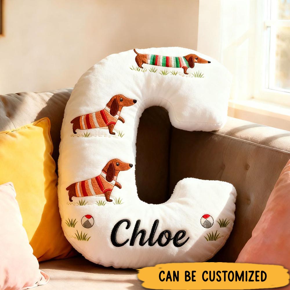 Personalized Dog Lover Dachshund Letter Pillow with Custom Name Pillow