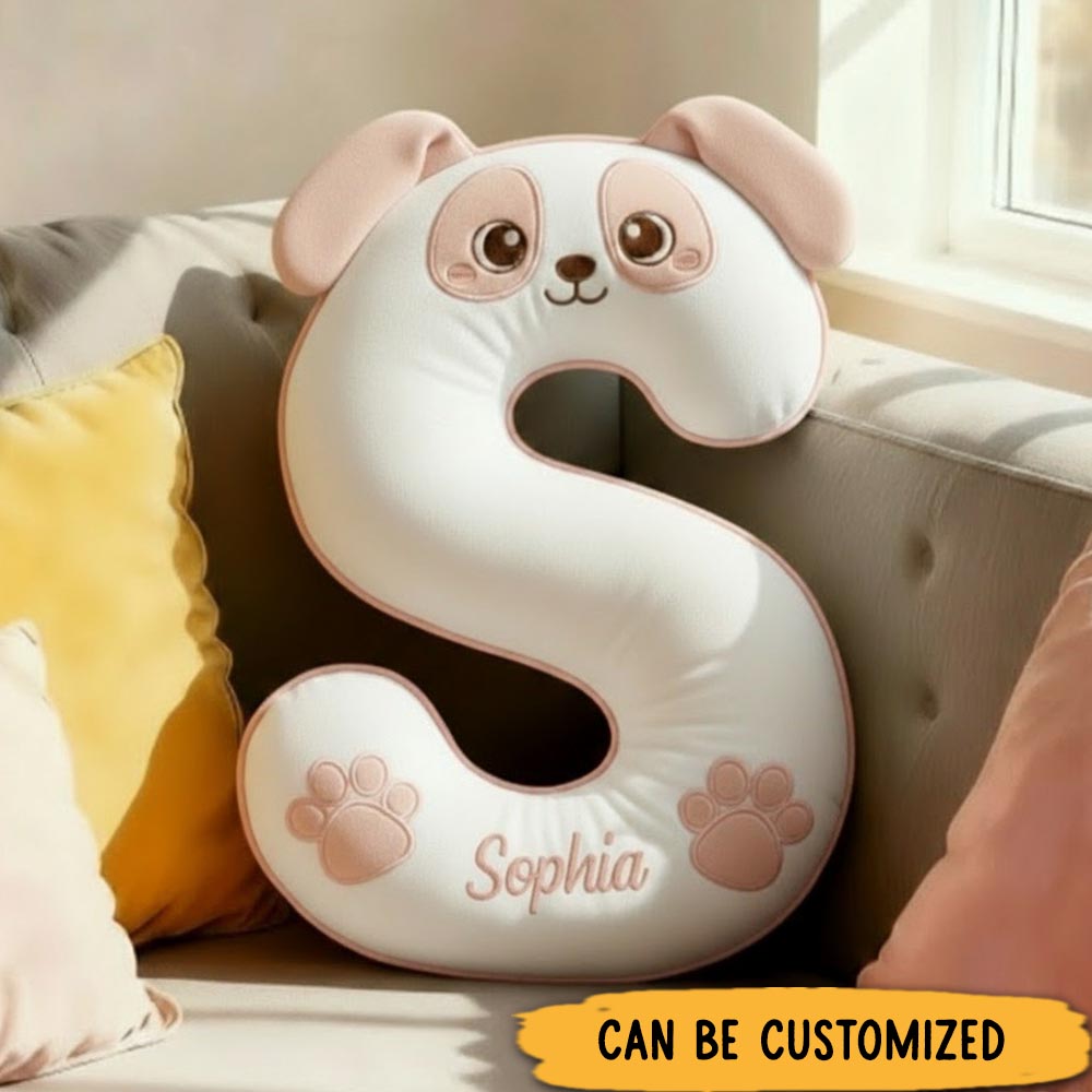 Personalized Dog Lover Dog Letter Pillow with Custom Name Graphic 3D Print Pillow