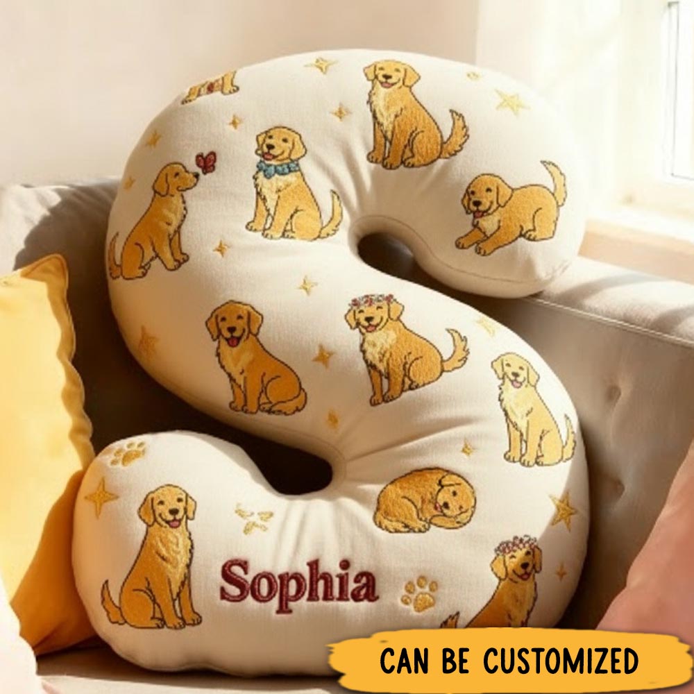Personalized Dog Lover Full Print Golden Retriever Letter Pillow Graphic 3D Print Pillow