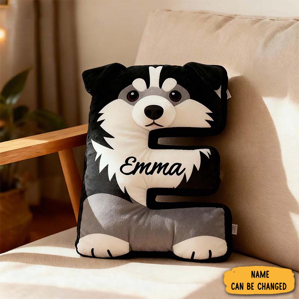 Personalized Dog Lover Husky Letter Pillow With Custom Name Graphic 3d Print Pillow