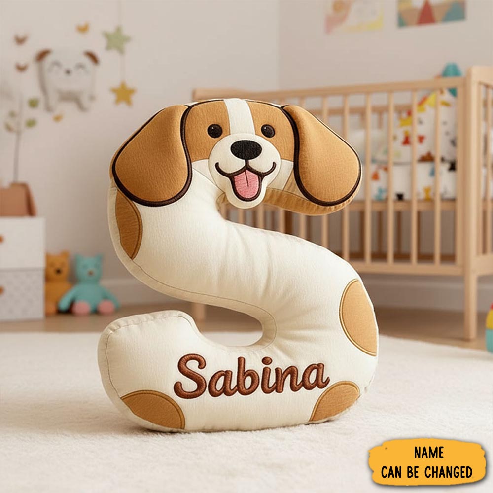 Personalized Dog Lover Letter Pillow With Custom Name Cartoon Pillow Graphic 3d Print