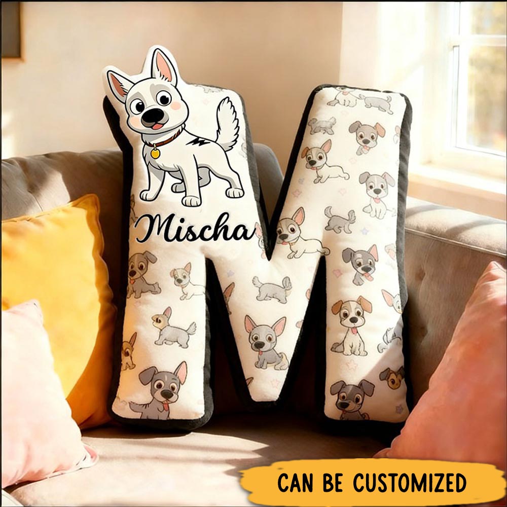 Personalized Dog Lover Letter Pillow with Custom Name Design Graphic 3D Print