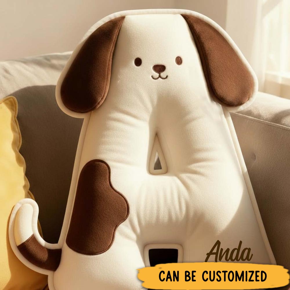 Personalized Dog Lover Letter Pillow with Custom Name Design Graphic 3D Print Pillow