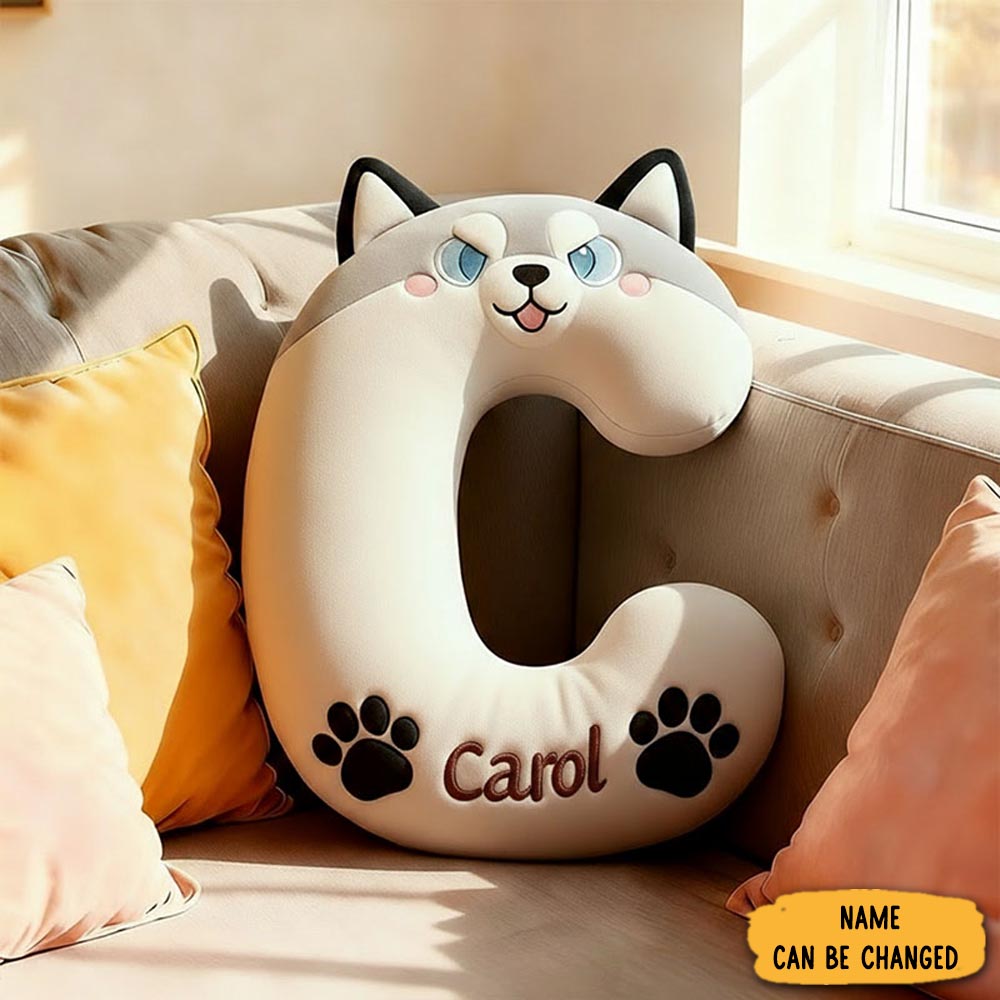 Personalized Dog Lover Letter Pillow With Custom Name Design Ver Husky Graphic 3d Print