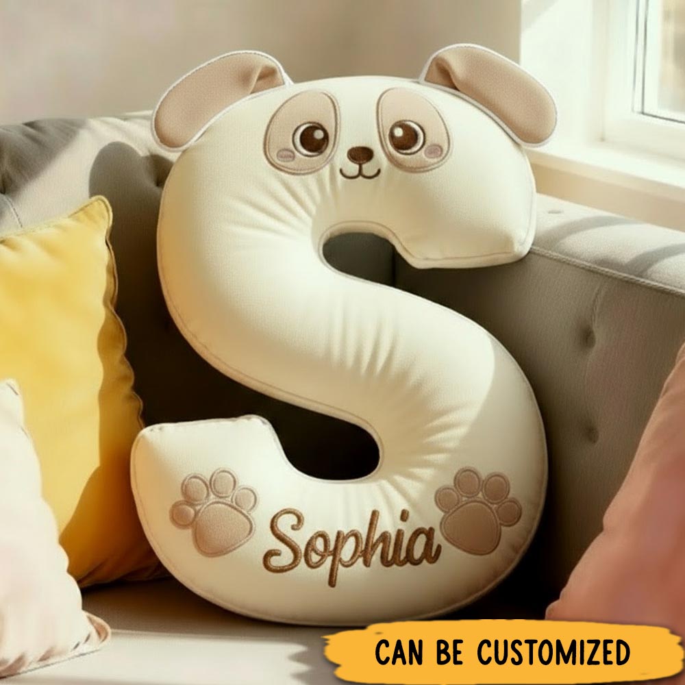 Personalized Dog Lover Letter Pillow with Custom Name Graphic 3D Print Pillow