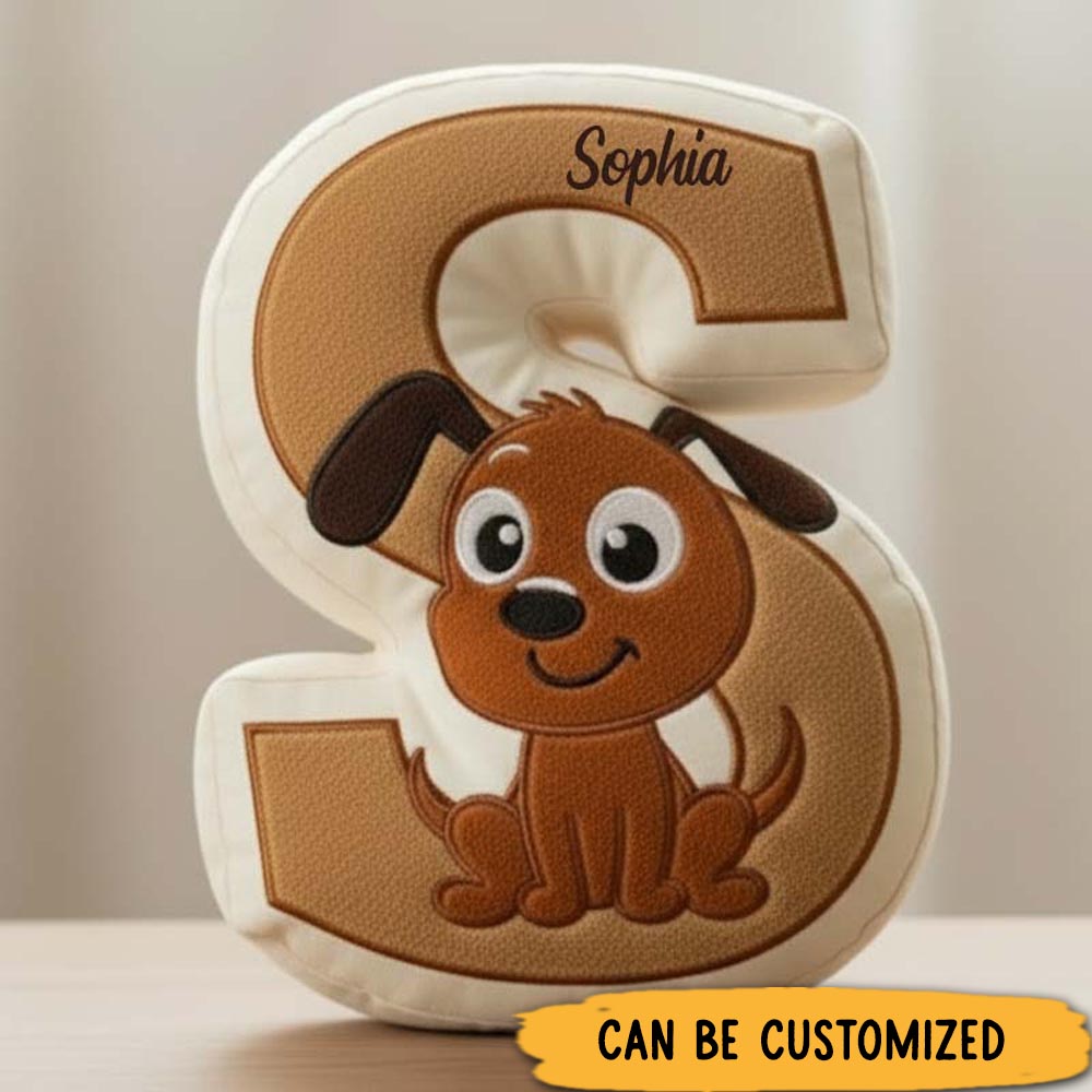 Personalized Dog Lover Letter Pillow with Dog Custom Name Design Graphic 3D Print