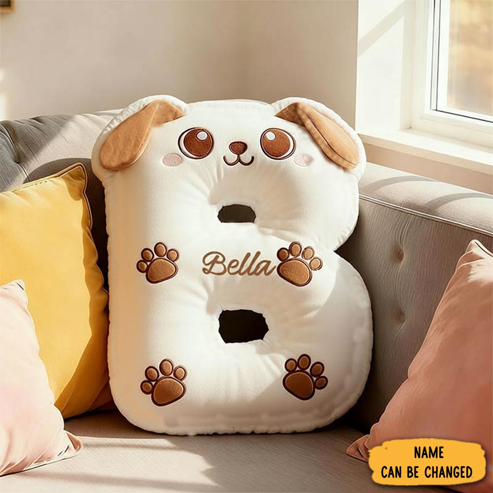 Personalized Dog Lover Letter Snuggly Pillow With Custom Name Design Graphic 3d Print