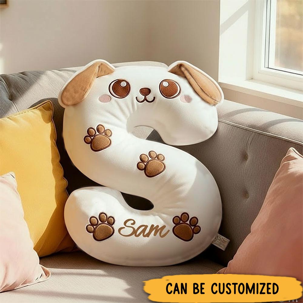 Personalized Dog Lover Letter Snuggly Pillow with Custom Name Design Graphic 3D Print