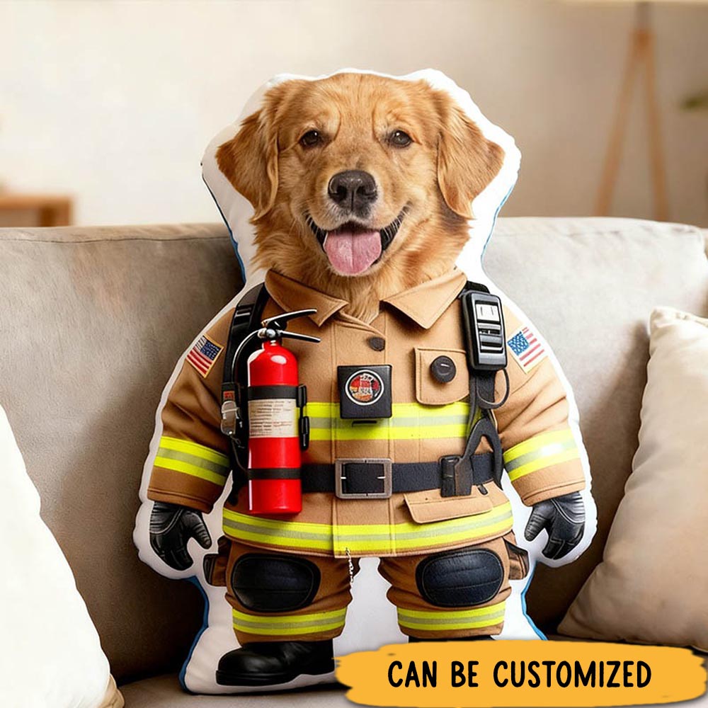 Personalized Dog Lover Photo Firefighters Police Soldier Pillow