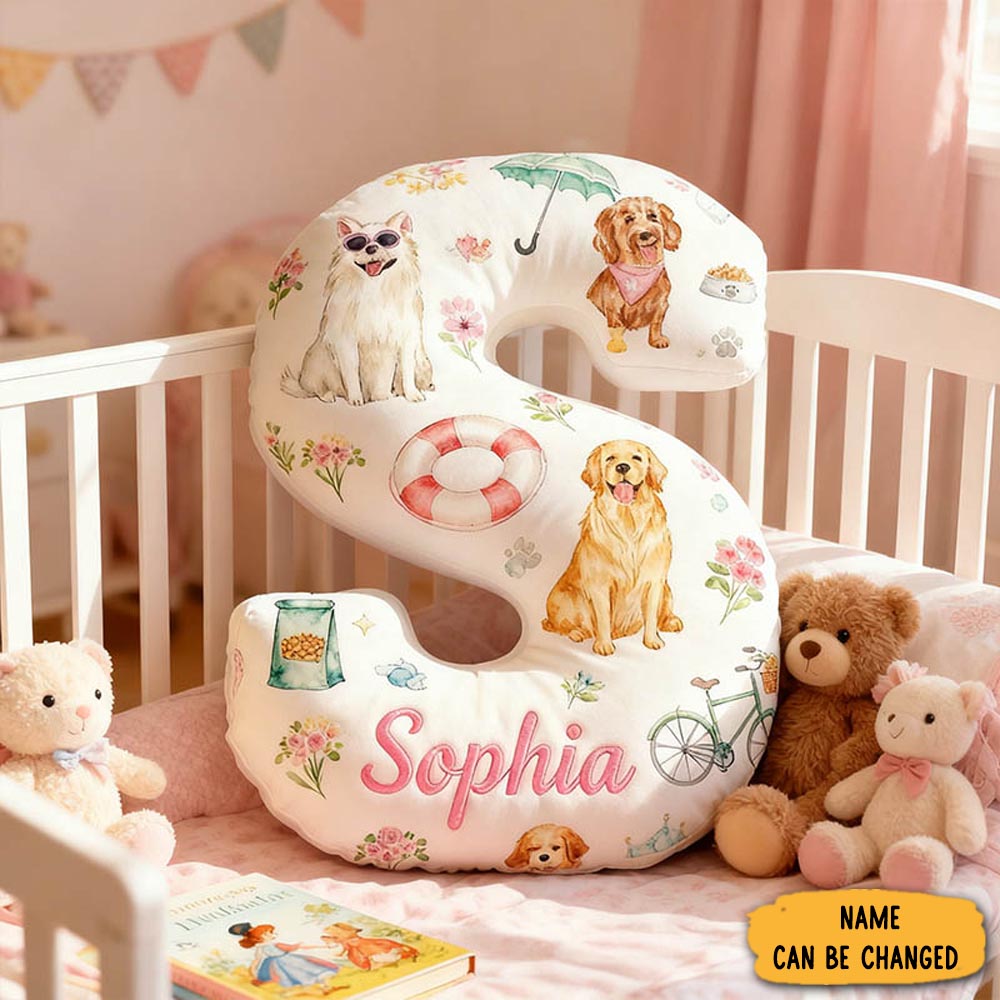 Personalized Dog Lover Swimming Ring Flower Letter Pillow With Custom Name Graphic 3d Print