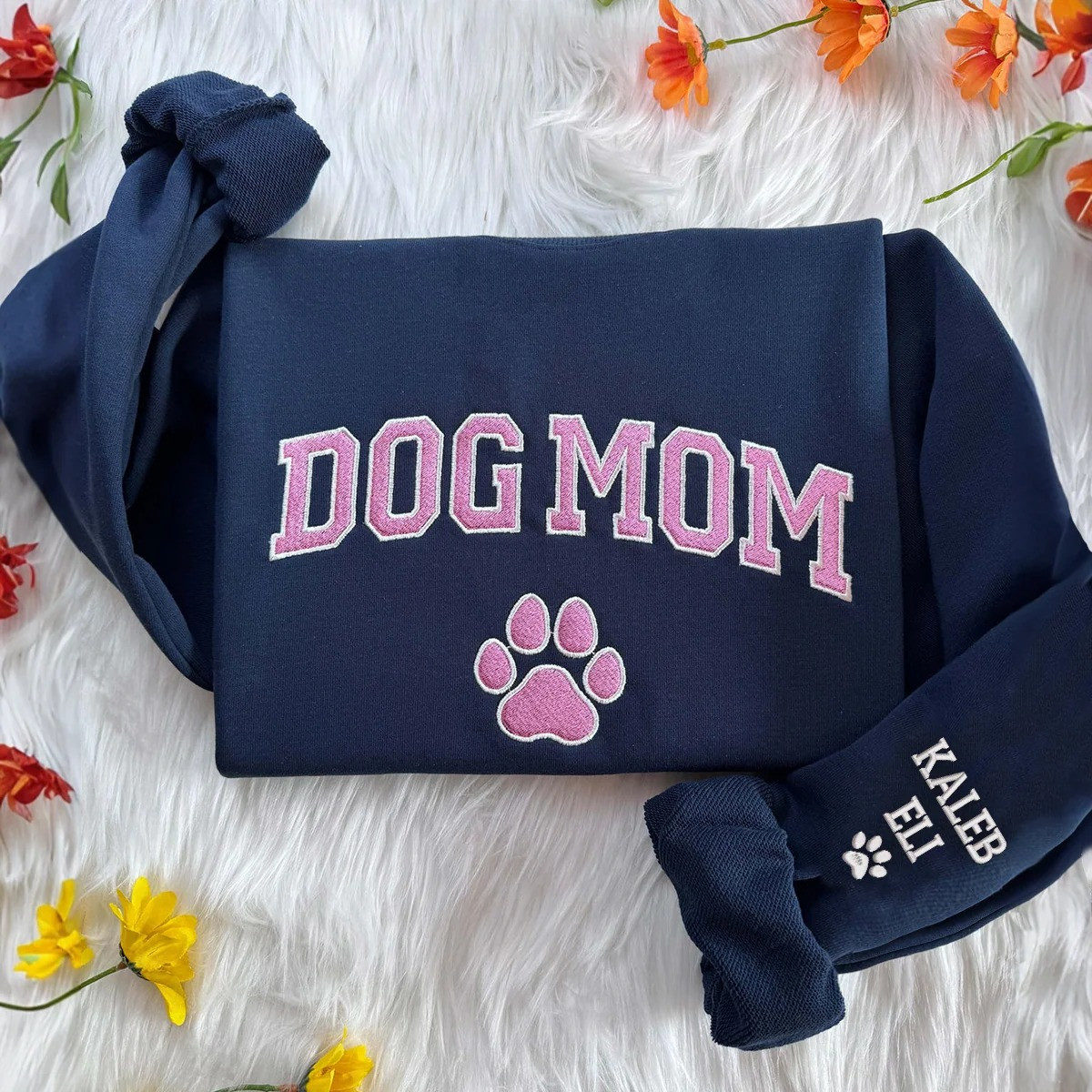Personalized Dog Mom Sweatshirt Paw Print Crewneck Cute Pet Lover Gift for Her