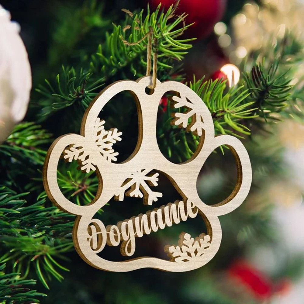 Personalized Dog Name Paw Christmas Ornament Xmas Holiday Custom Ornament Dog
