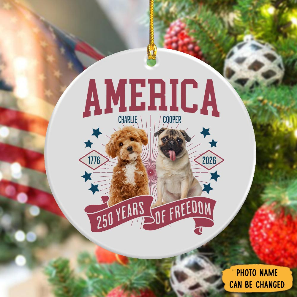Personalized Dog Photo America 250th Anniversary Ornament 1776 2026 Ornament Gift For Dog Lovers