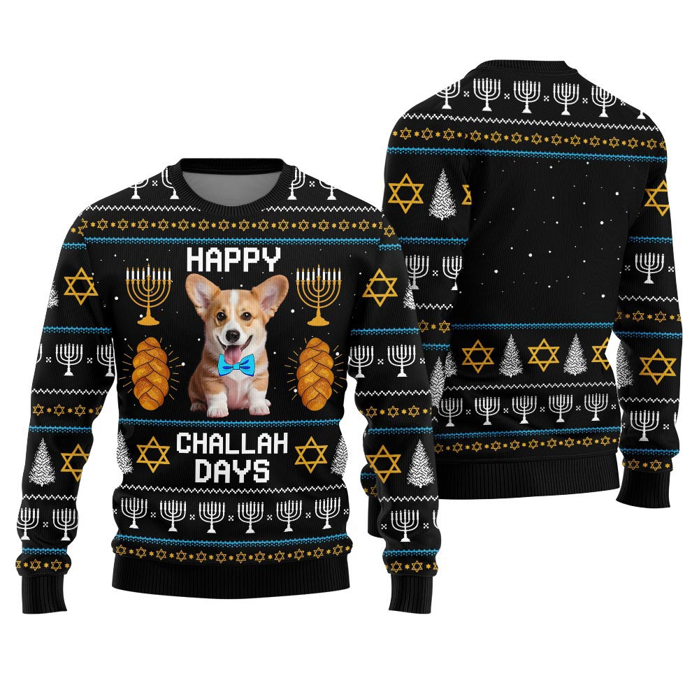 Personalized Dog Ugly Hanukkah Sweater Black Best Christmas Sweaters