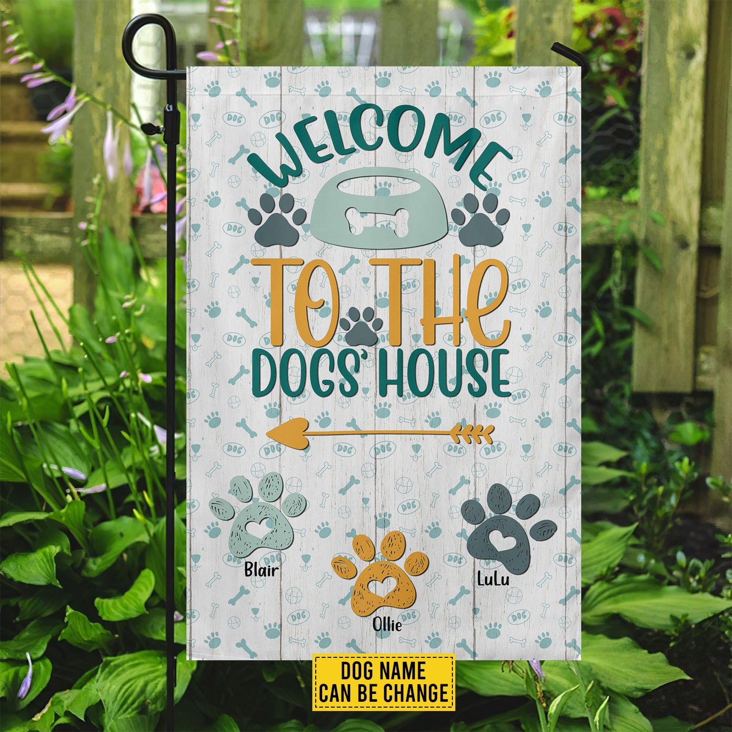 Personalized Dog Welcome To The Dogs House  Garden Flag Yard Decor Gift For Dog Owners