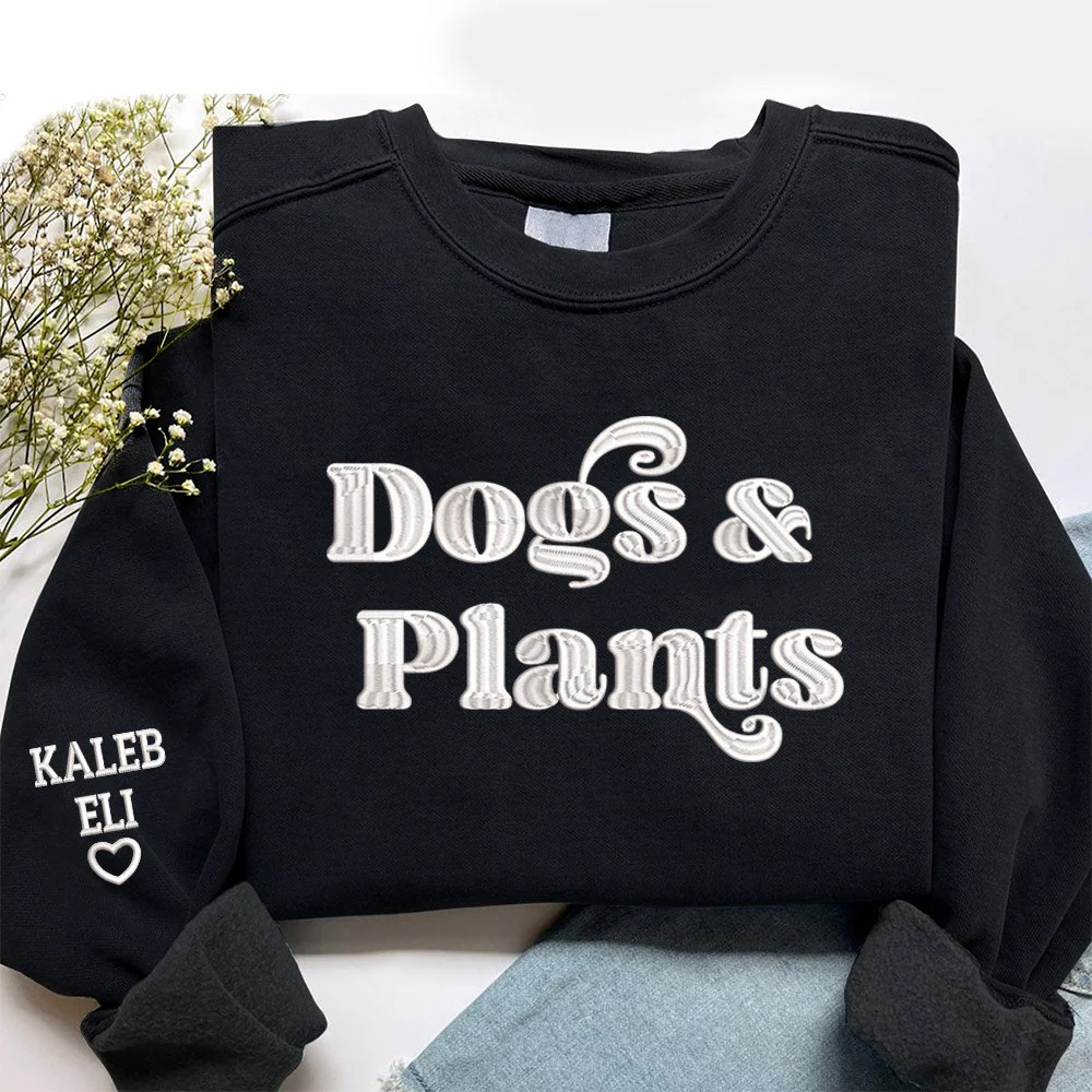 Personalized Dogs And Plants Sweatshirt Botanical Pet Lover Crewneck Cute Gift for Her