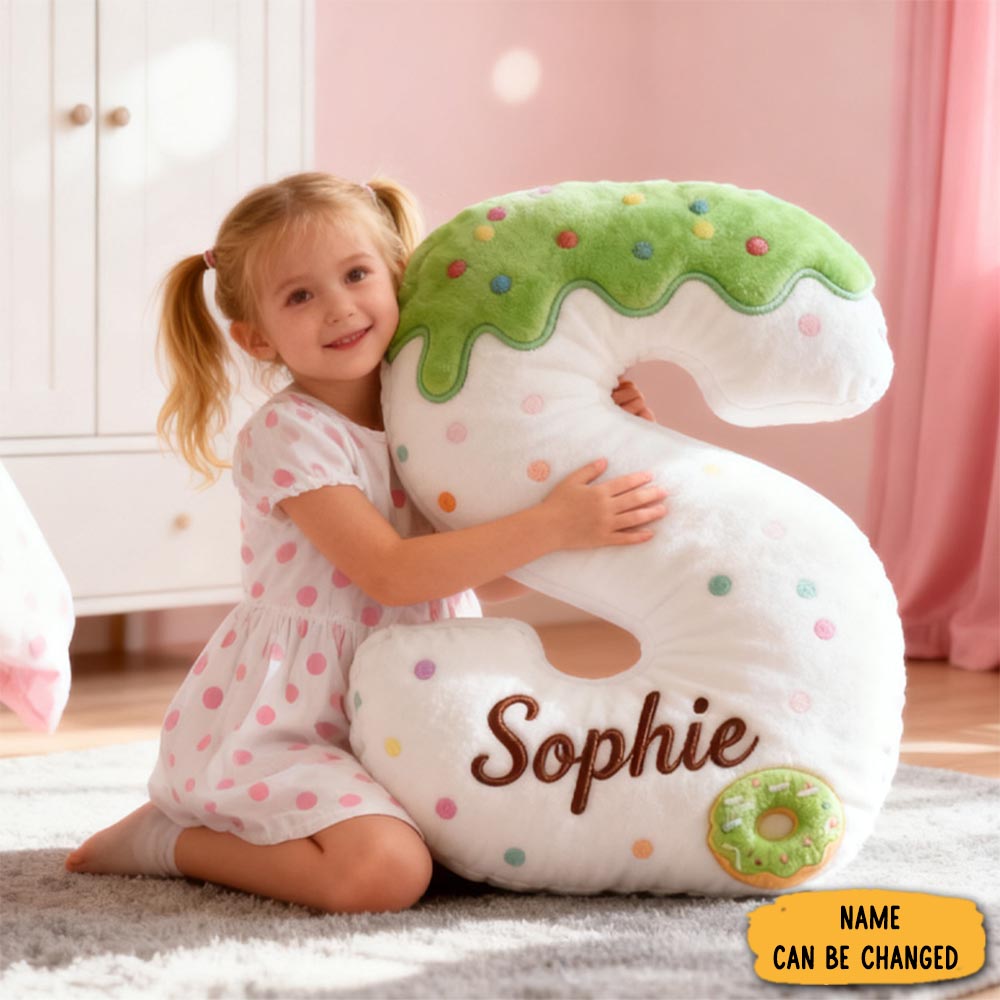 Personalized Donut Alphabet Throw Pillow Graphic 3d Print Donut Letter With Name For Kids Boys Girls Family Baker Christmas Gift