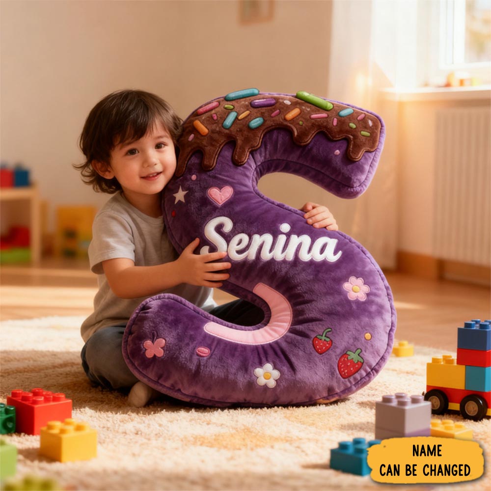 Personalized Donut Cookie Letter Pillow Purple Graphic 3d Print Throw Pillow With Custom Name For Kids Christmas Cookie Baker Christmas Gift Baking Lover