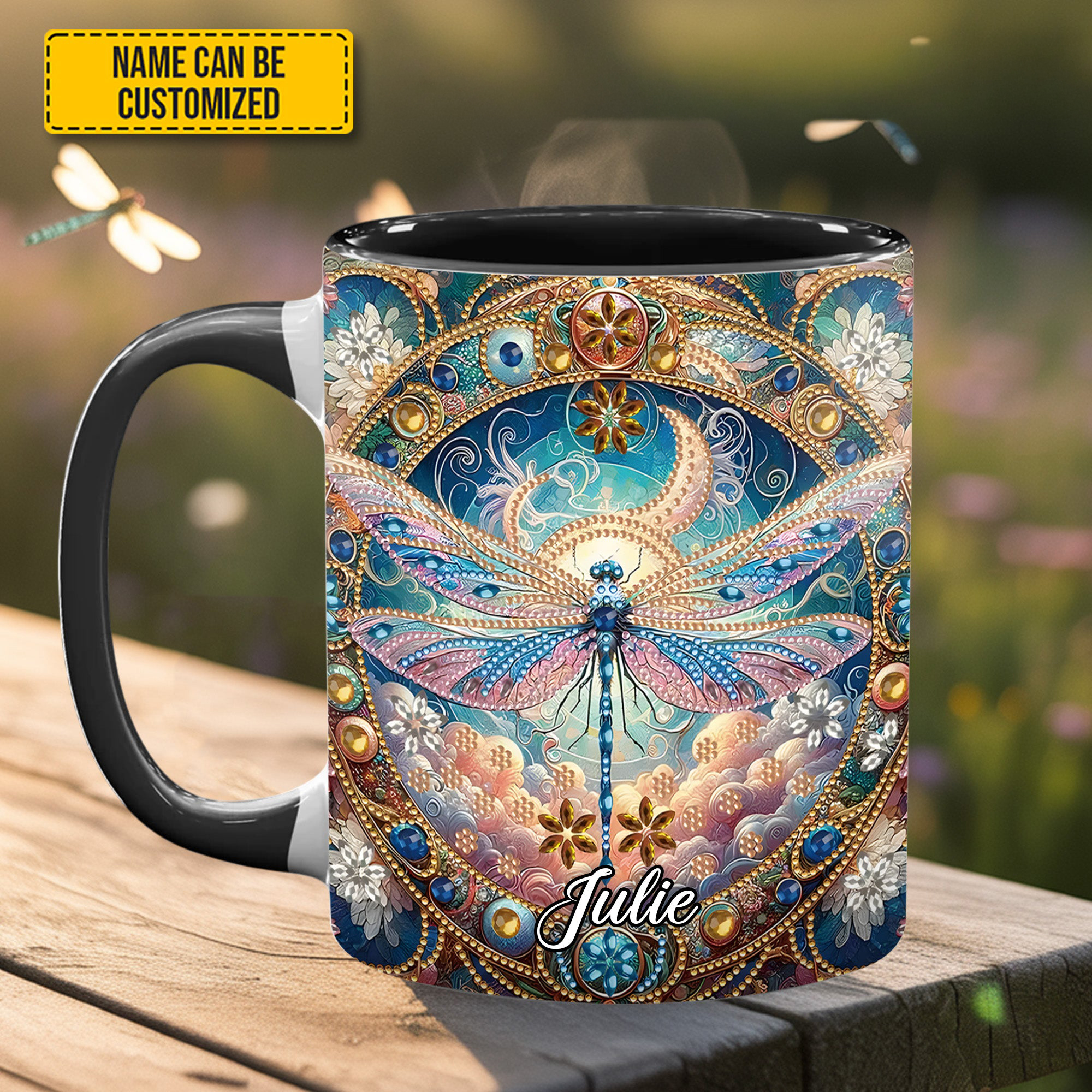 Personalized Dragonfly Flowers Mug Dragonfly Accent Mug Gifts For Mother