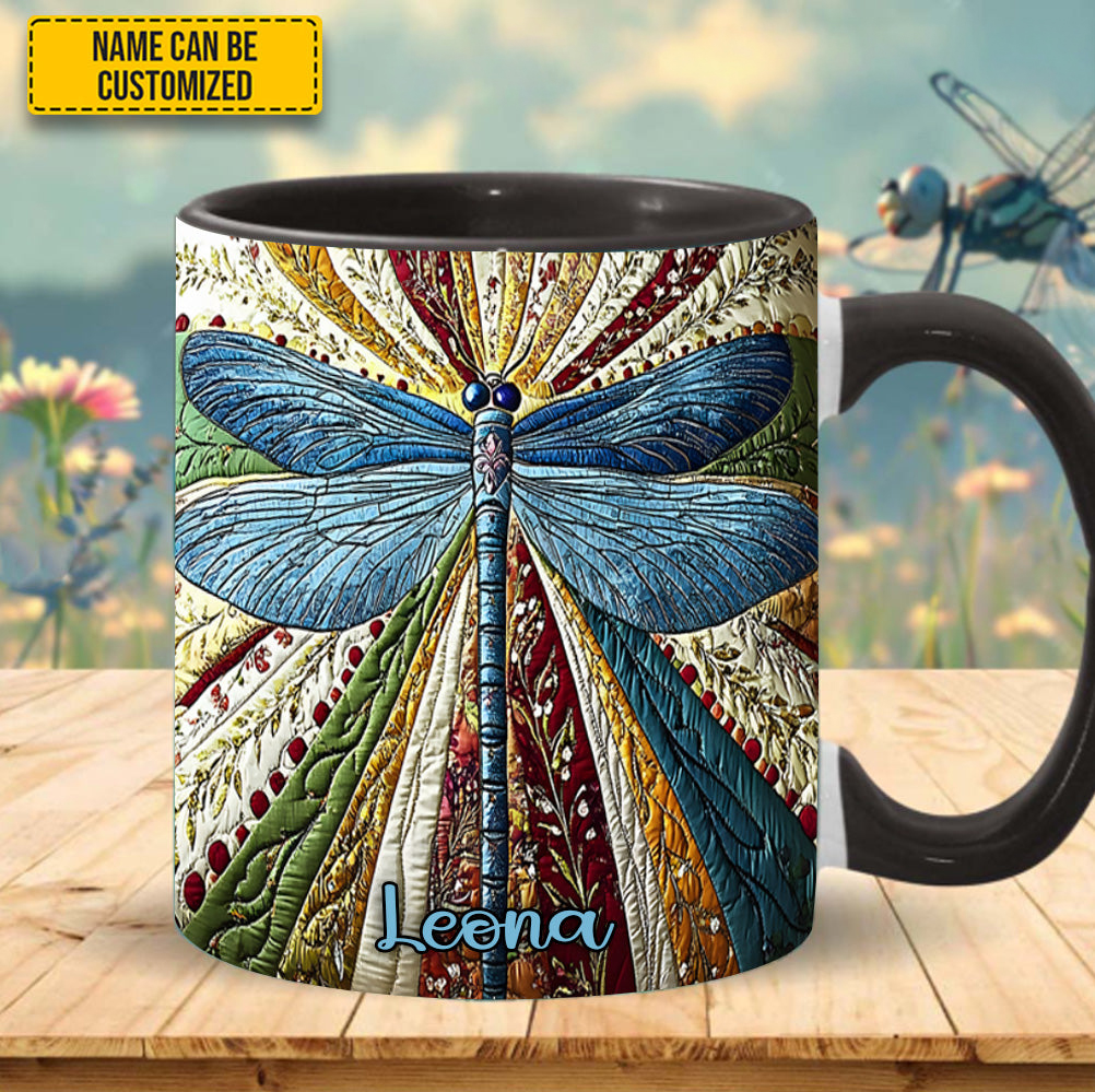Personalized Dragonfly Golden Mug Dragonfly Accent Mug Insect Lovers Presents