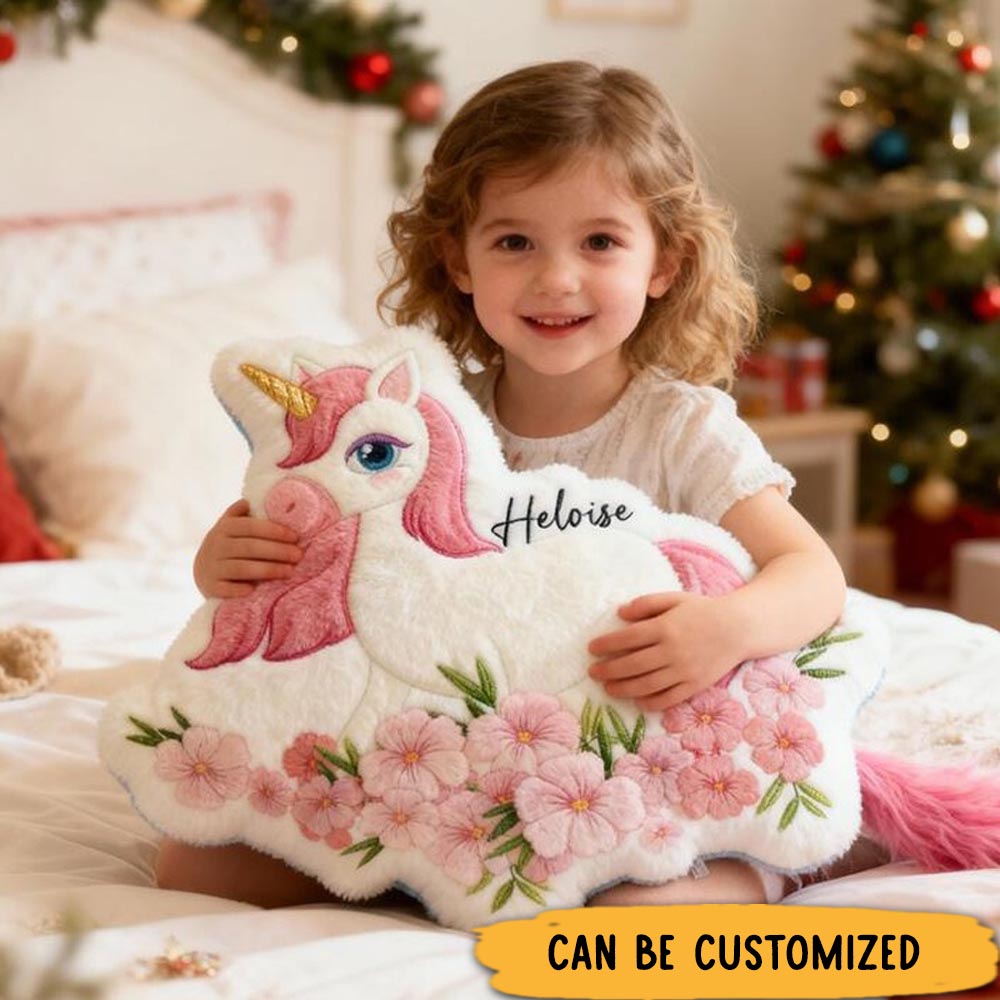 Personalized Dream Horse Name Custom Soft Decorative Gift Pink Floral Style Magical Dream Cute Pony Lovely Princess Room Cozy Sweet Fairy Garden Graphic 3D Print Pillow