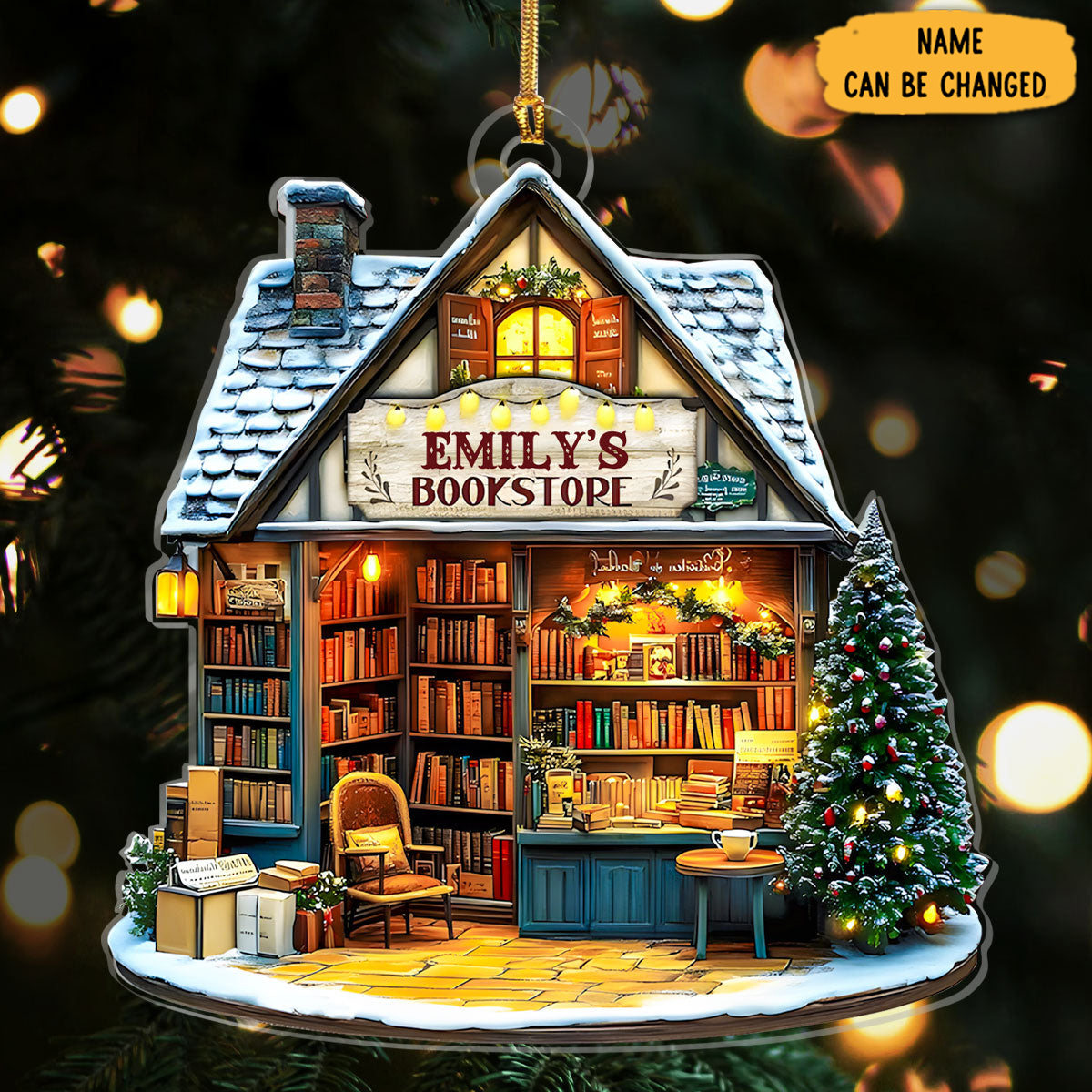 Personalized Dreamy Bookstore Christmas Ornament Christmas Tree Decor Bookish Gifts