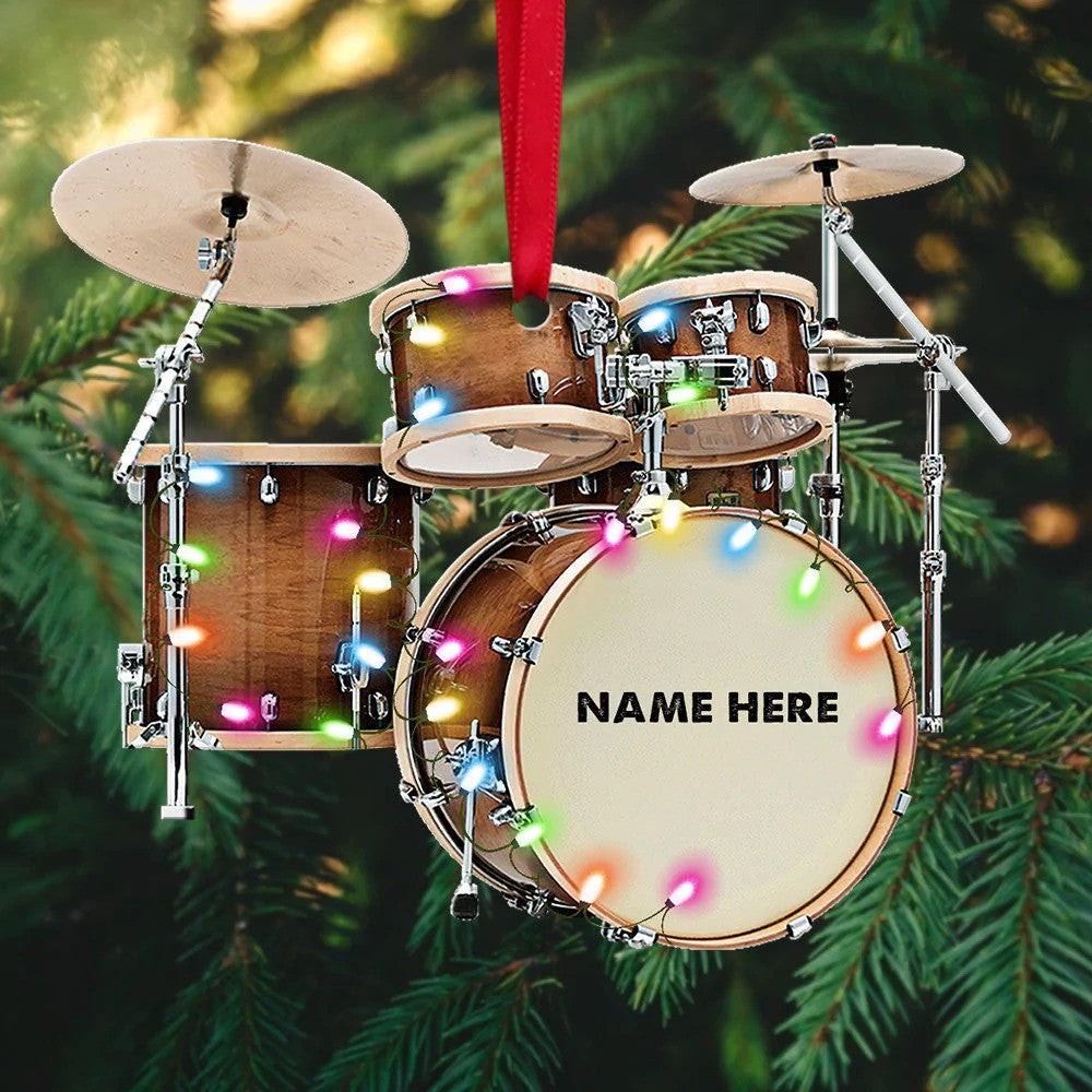 Personalized Drum Kit Christmas Ornament Full Set Custom Name Drummer Acrylic Ornament Drum Lovers