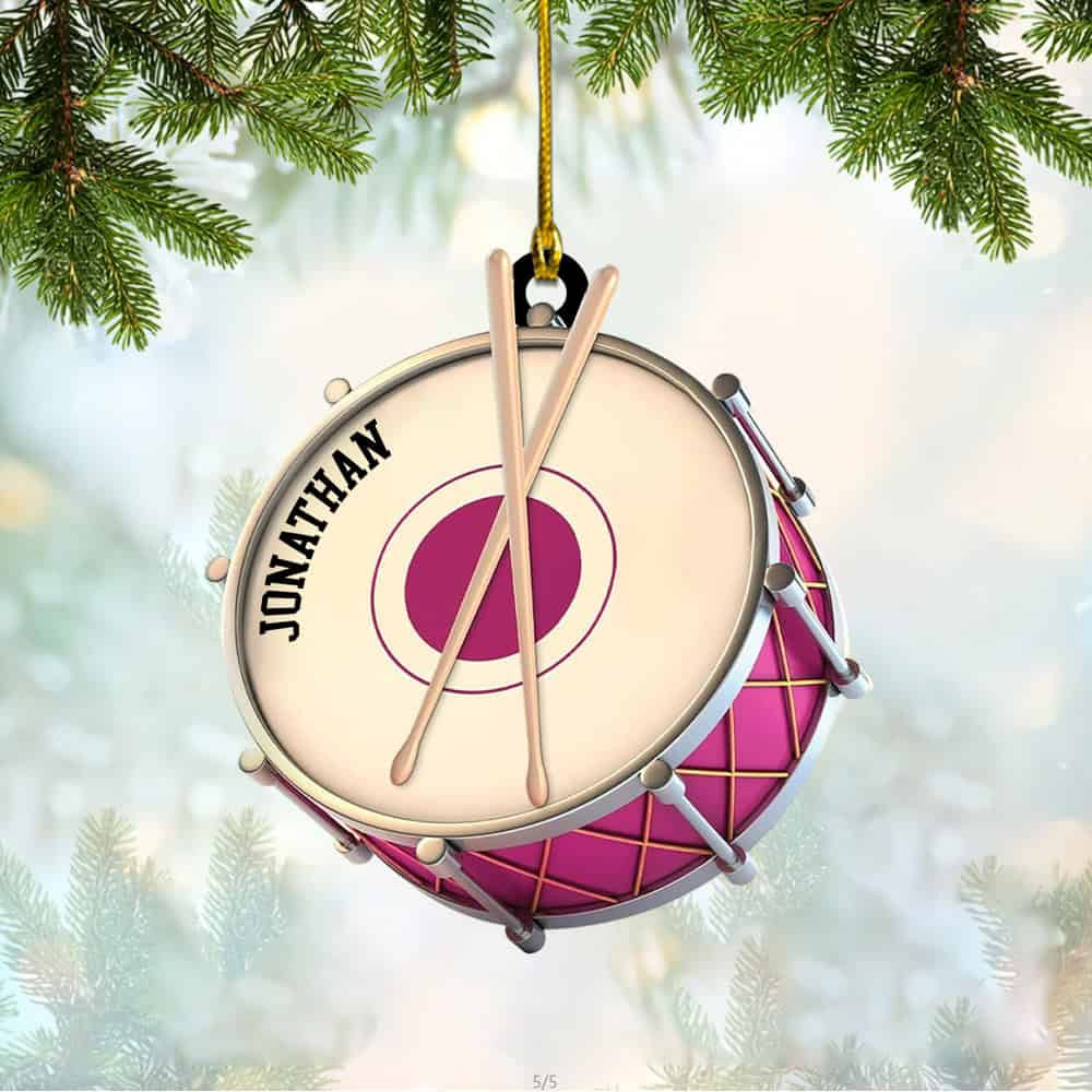 Personalized Drum Ornament Gift For Drummer Drum Lover