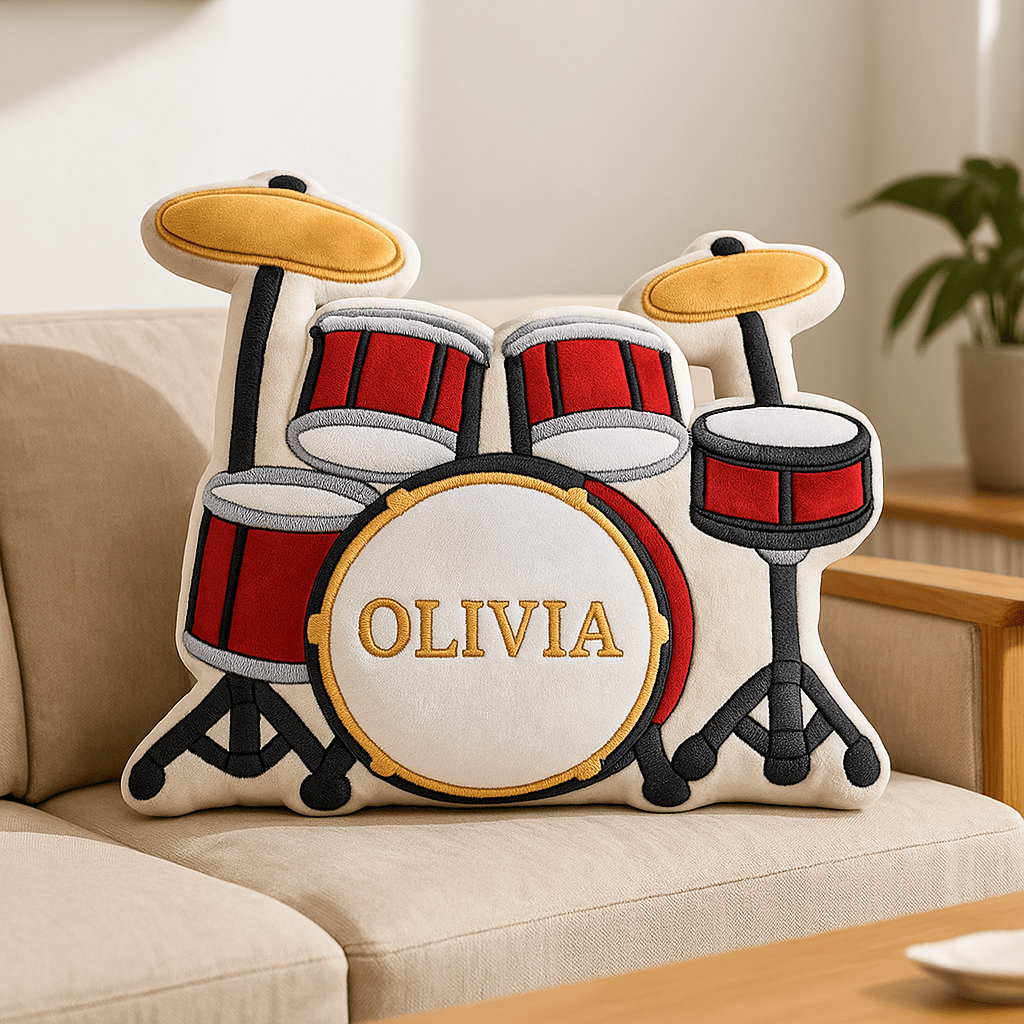 Personalized Drum Set Shaped Pillow Unique Home Decor Christmas Gifts For Music Lovers
