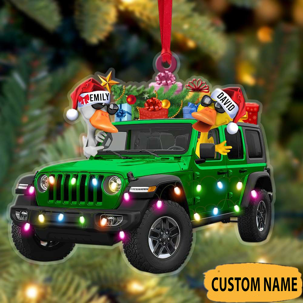 Personalized Duck Couple On Truck Christmas Ornament Funny Xmas Ornament Gifts For Couples