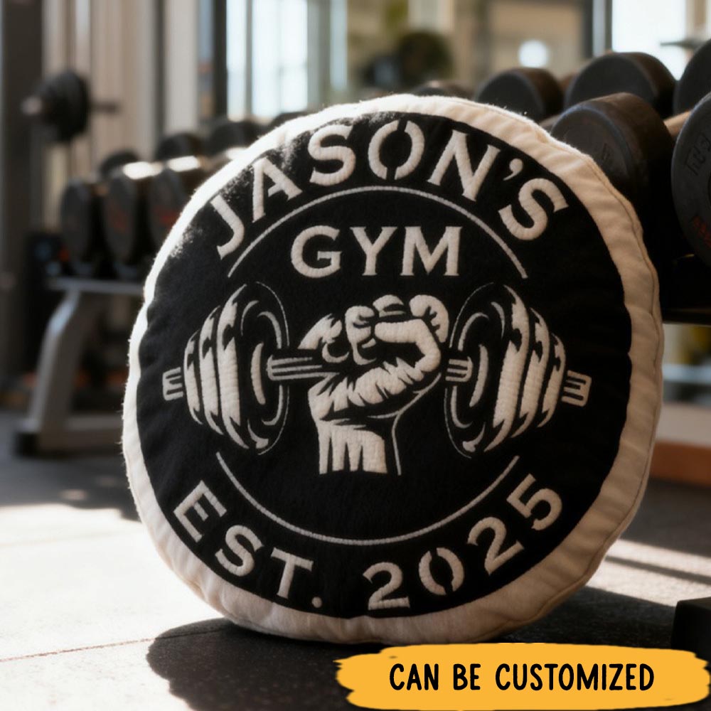 Personalized Dumbbell Gym Name Pillow Graphic 3D Print Gift Ideas Exercise Themed Christmas Weightlifting Workout Pillow Comfortable Christmas Decor for Gym Lovers