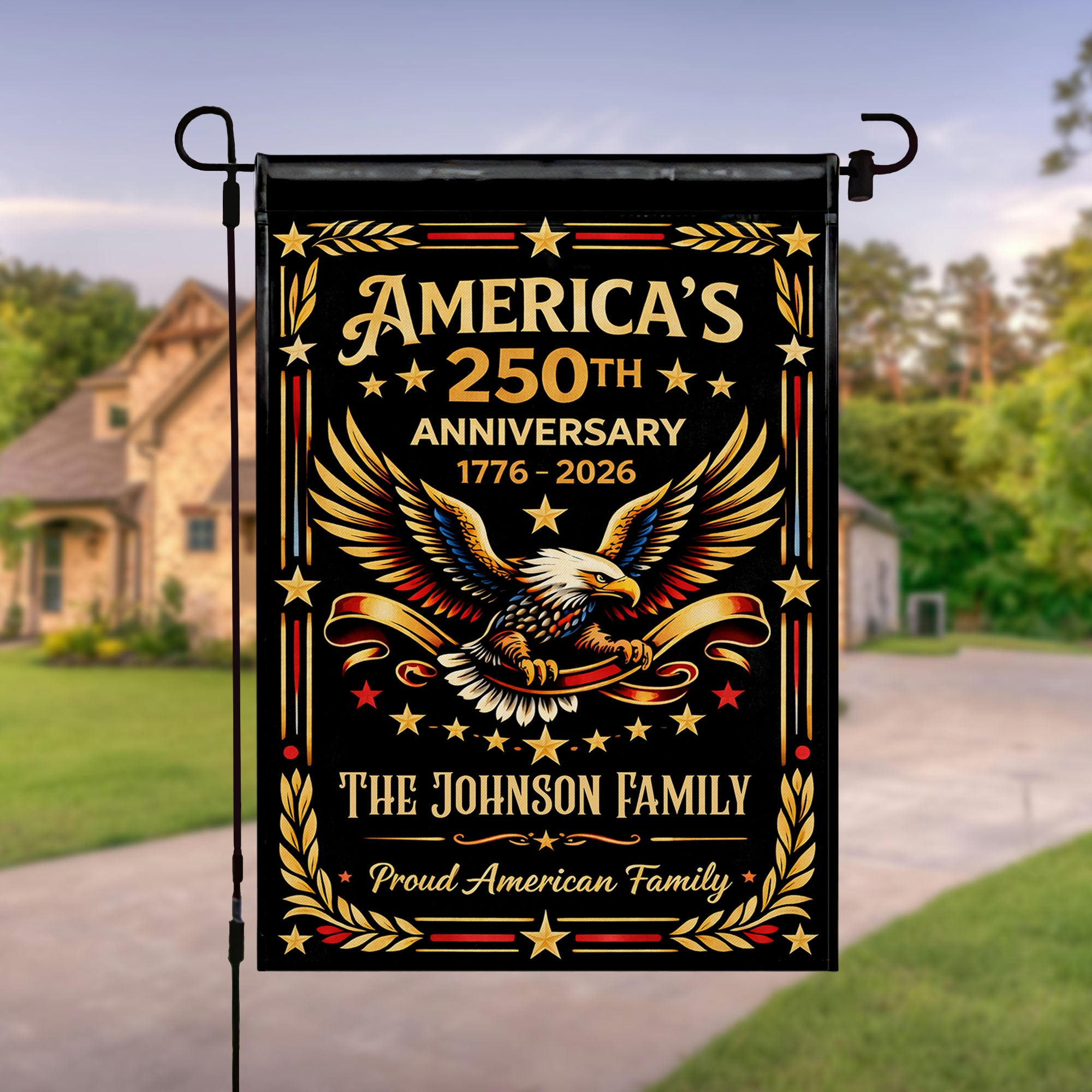Personalized Eagle 1776 2026 250th Anniversary House Flag Gift For Patriotic Family