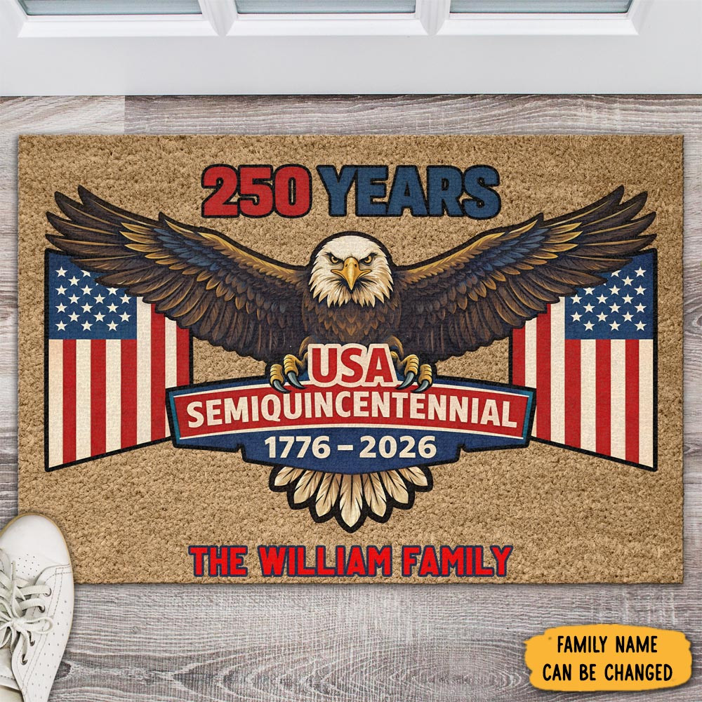 Personalized Eagle 250 Years USA Semiquincentennial 1776 Doormat America's 250Th Birthday Gift