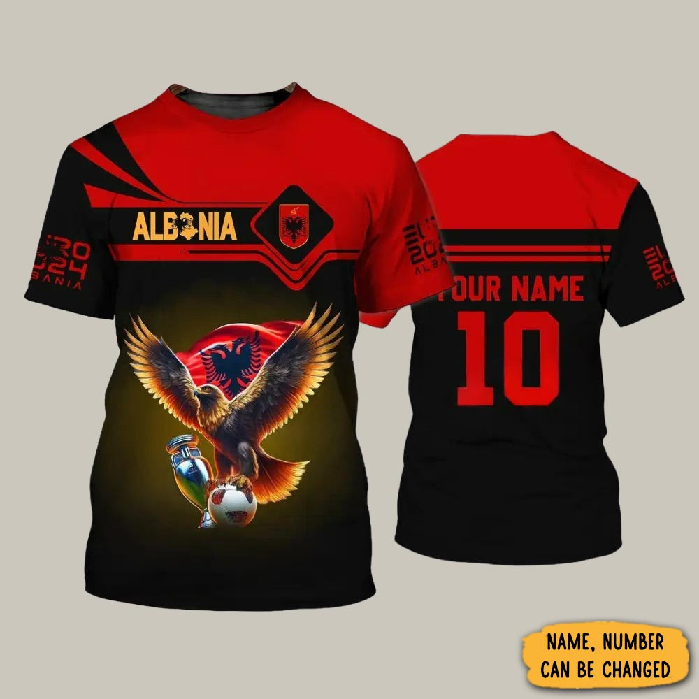 Personalized Eagle Albania Football T-Shirt Albania Football Team Merchandise Football Gear