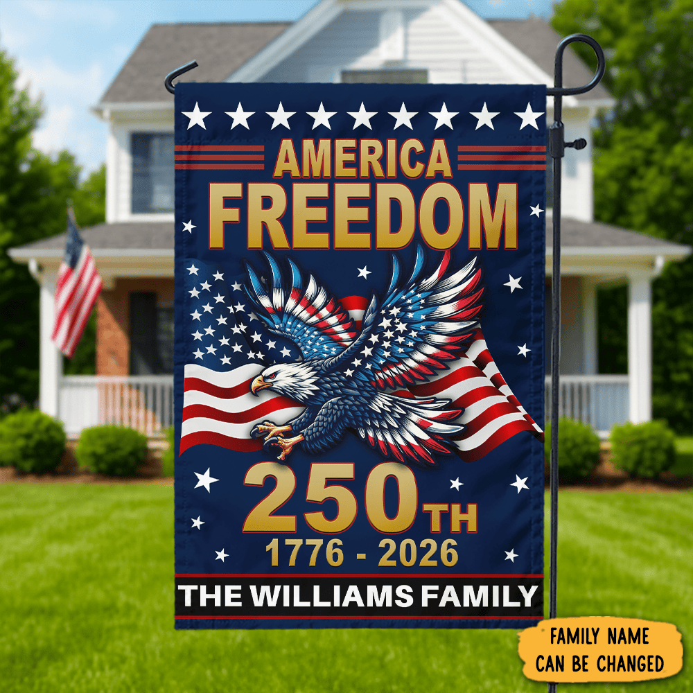 Personalized Eagle America 250th Independence Anniversary Garden Flag Patriotic Decorations