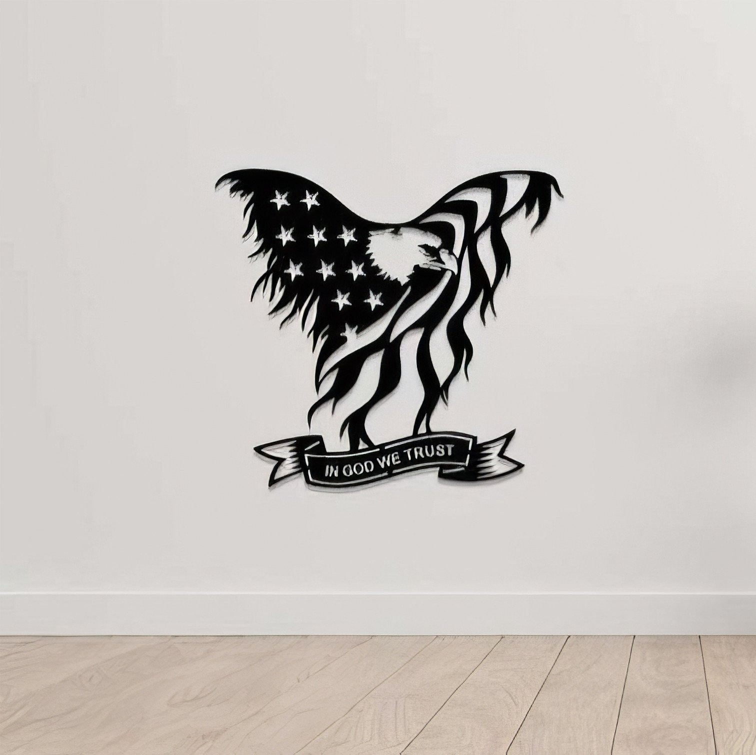 Personalized Eagle American Flag In God We Trust Metal Sign Patriotic Decor Veterans Gifts