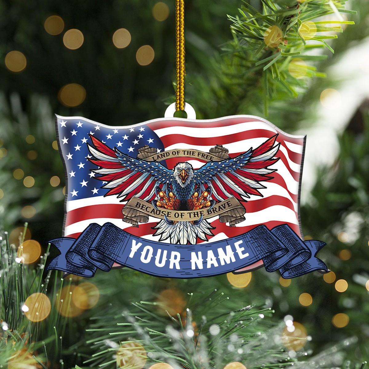 Personalized Eagle American Flag Land Of The Free Ornament Personalized Gifts For Veterans