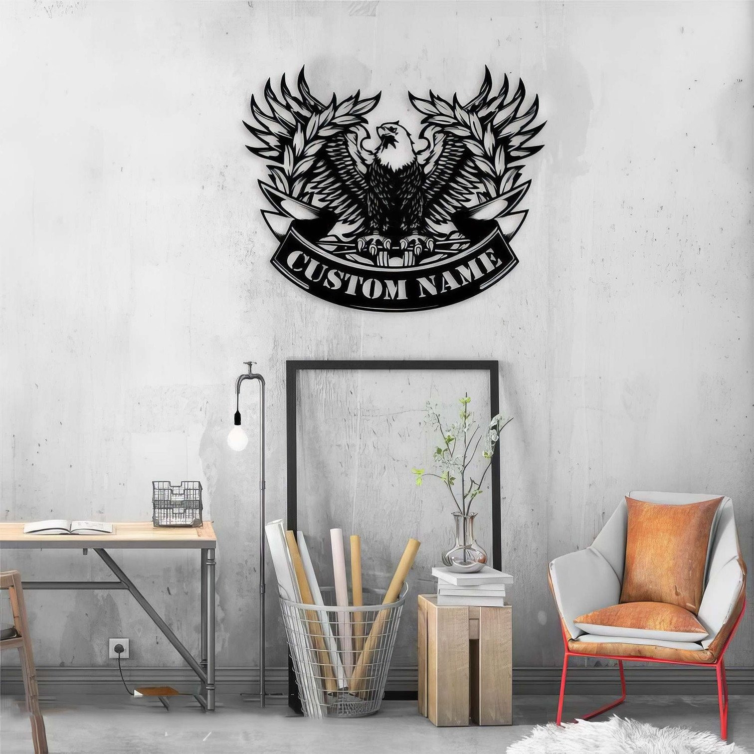 Personalized Eagle American Flag Metal Sign Patriotic Home Decor Gifts For Veterans