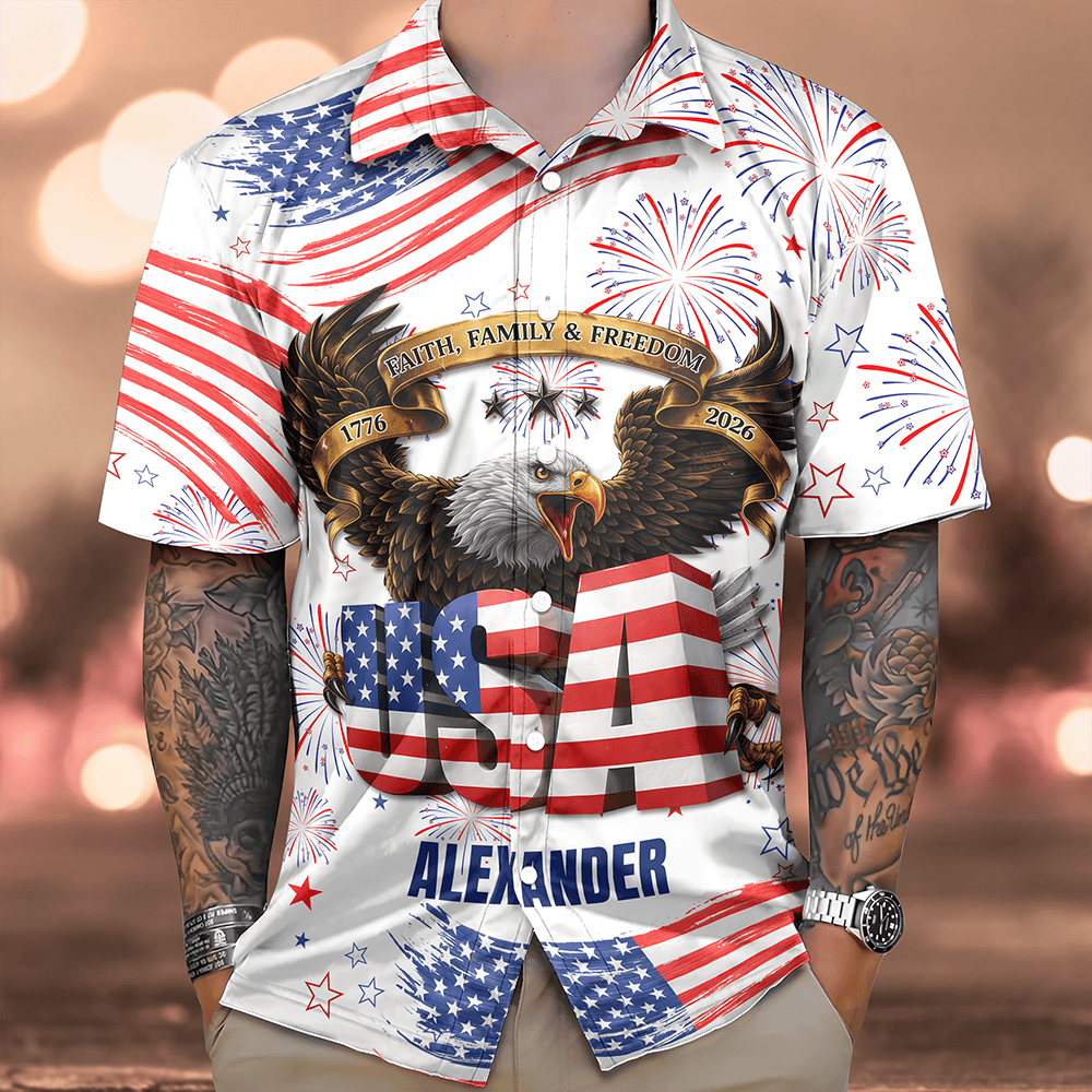 Personalized Eagle Happy Independences Day Hawaiian Shirt America's 250Th Birthday Shirt