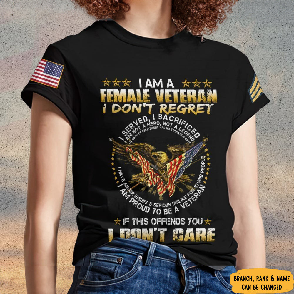 Personalized Eagle I Am A Female Veteran Shirt Women Veterans Day Shirts