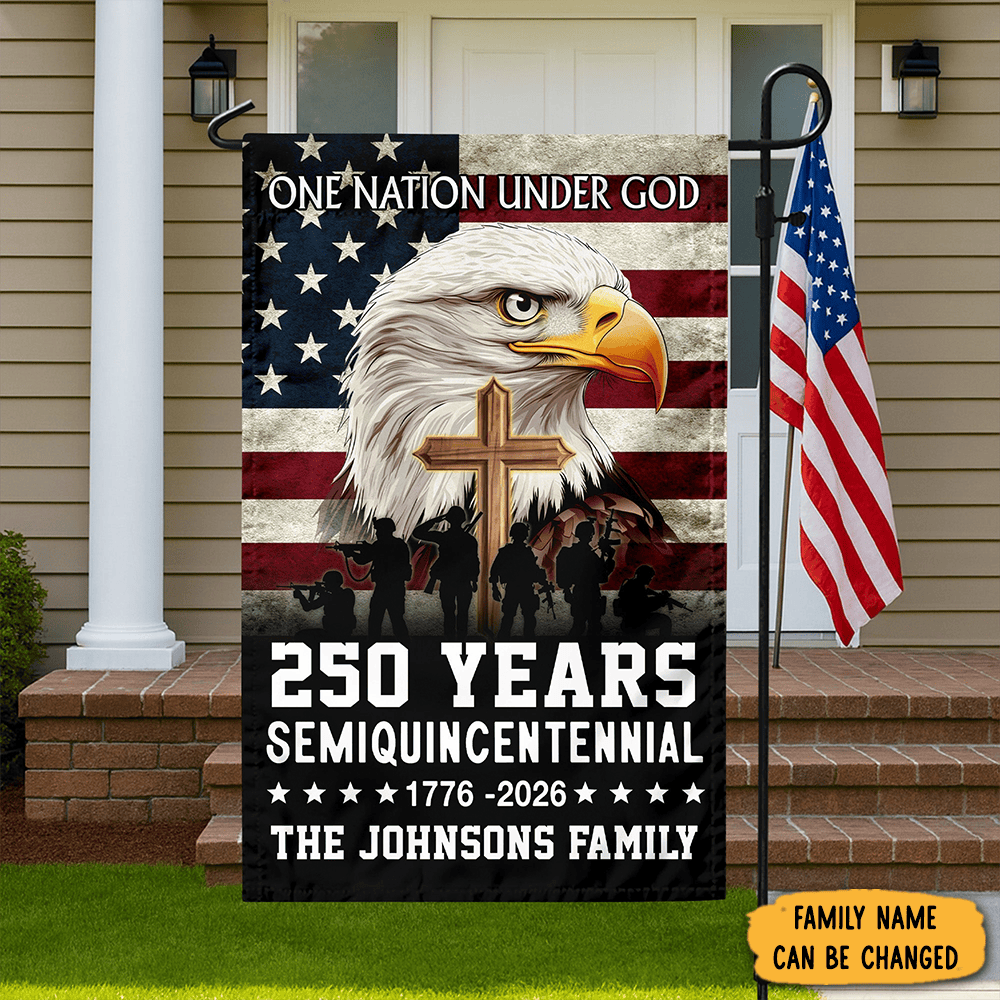 Personalized Eagle One Nation Under God 1776 2026 Flag Patriotic Decor Independence Day Gifts