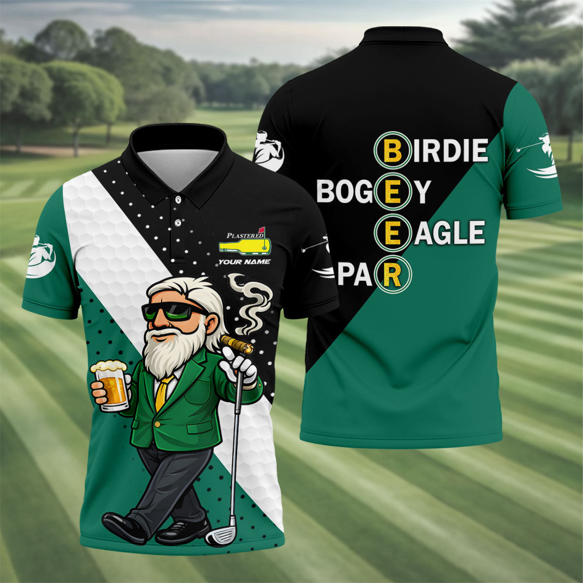 Personalized Eagle Par Plastered Beer Bottle Logo Golf Polo Shirt Golf Tops Father's Day Gift